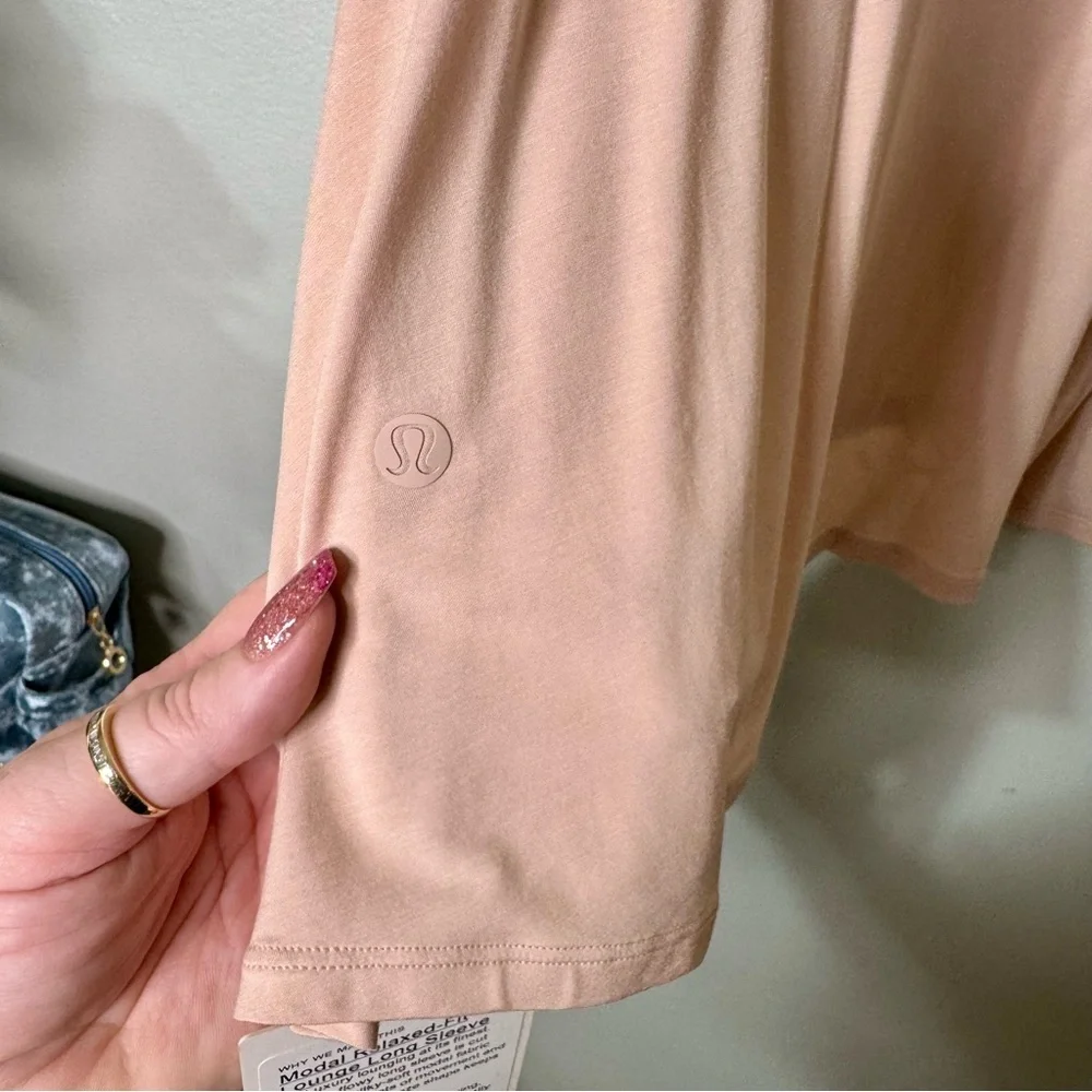 Lululemon Modal Relaxed Fit Long Sleeve Shirt Misty Shell Size 12 NWT